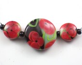 Handmade Lampwork Beads Poppy Garden set 3