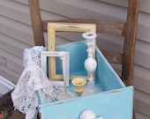 Blue Vintage Drawer, Cottage Box, Shabby Chic Decor, Bedroom Decor - RepurposedTreasure4U