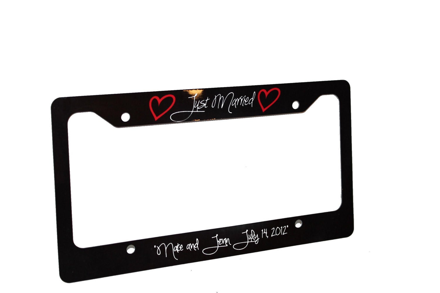 JUST MARRIED GIFTS-Personalized Wedding License Plate Cover- Great Gifts for Bride and Groom-Wedding Party Gifts-Favors
