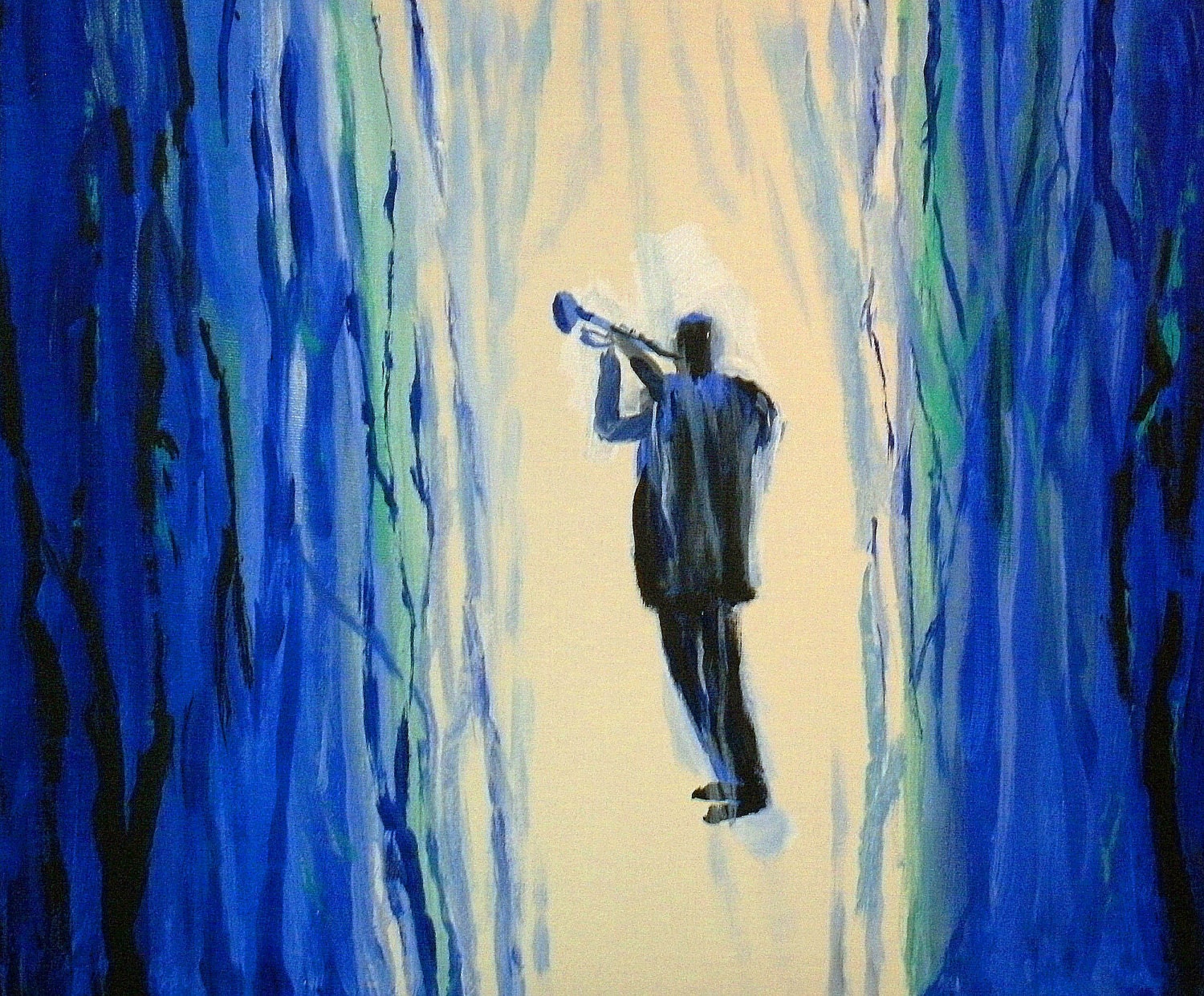 Man  Playing  Trumpet 16x20 free shipping