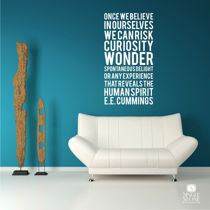 Subway Art Wall Decal Quote - ee cummings Human Spirit