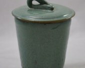 Large Aqua Lidded Decorative or Storage Jar Wheel Thrown Stoneware Pottery