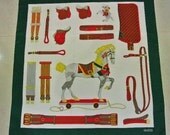 Vintage Authentic Gucci Silk Equestrian Horse Theme Print Scarf