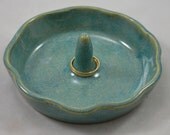 Aqua Green Ring Holder Wheel Thrown Pottery