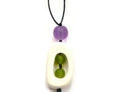 Nursing Mom Necklace - Non Toxic Resin Nursing Breastfeeding Necklace - 'Twiddle Buster' - Chartreuse Green and Lavender Purple