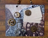 Steampunk Time Keeper Magnet Board - One of a Kind - Collage - with real Watch parts Magnets