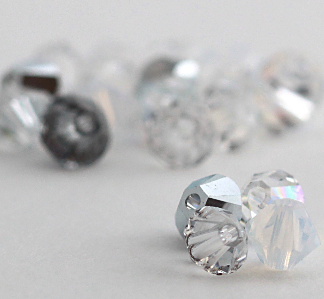 Swarovski Crystal Beads - 40,  4 mm bicone crystals - White Crystal Mix