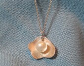 Pearl Drop Necklace Silver Pearl Pendant White Pearl Wedding Necklace Recycled Molten Freeform JJDLJewelryArt