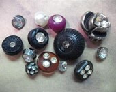 Vintage and New  Rhinestone and Jeweled Buttons Bakers Dozen - H