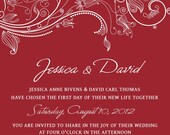 Wedding Invitation Templates PSD Photoshop - Red Crimson White Foliage - Flowers - Gimp - Do It Yourself - Printable Wedding Invitation