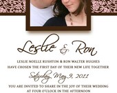 Wedding Invitation Template PSD Photoshop - Damask Pink Brown Chocolate