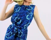 60s vintage blue hawaiian tiki surfer dress / medium