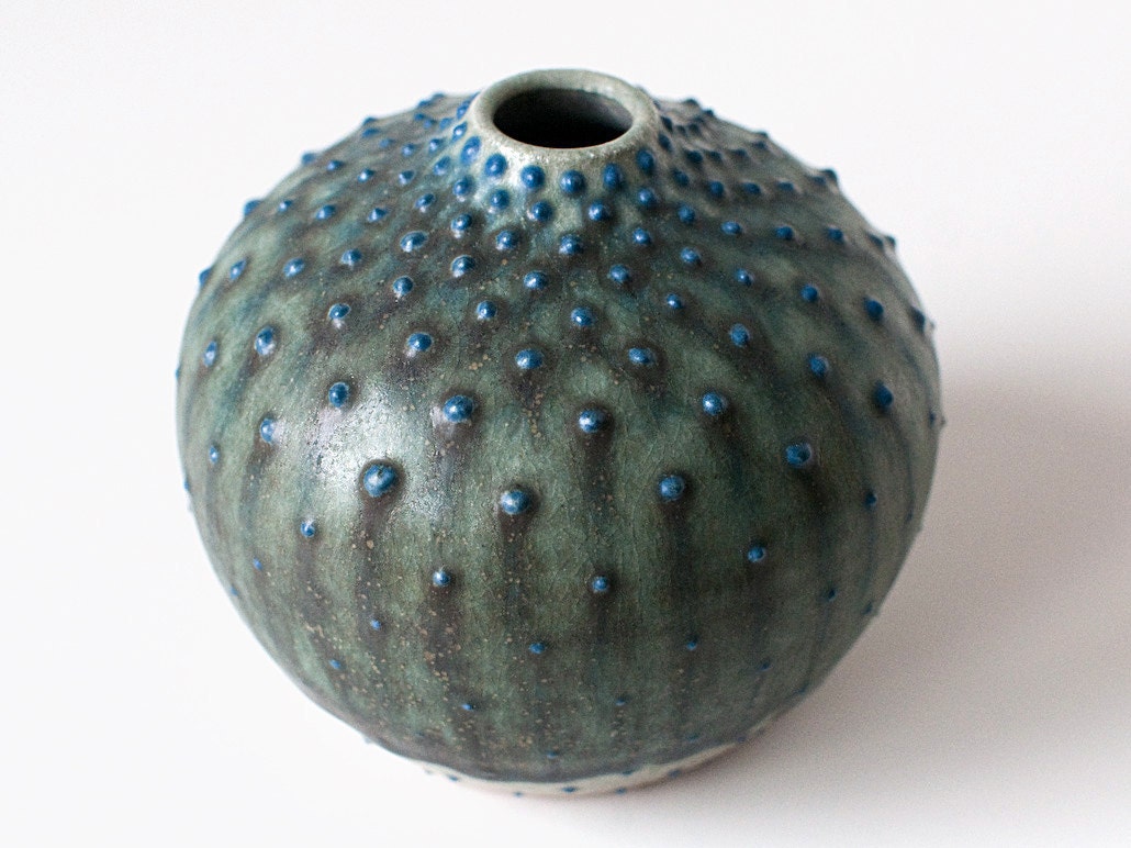 Blue and Emerald Bud Vase, Stoneware