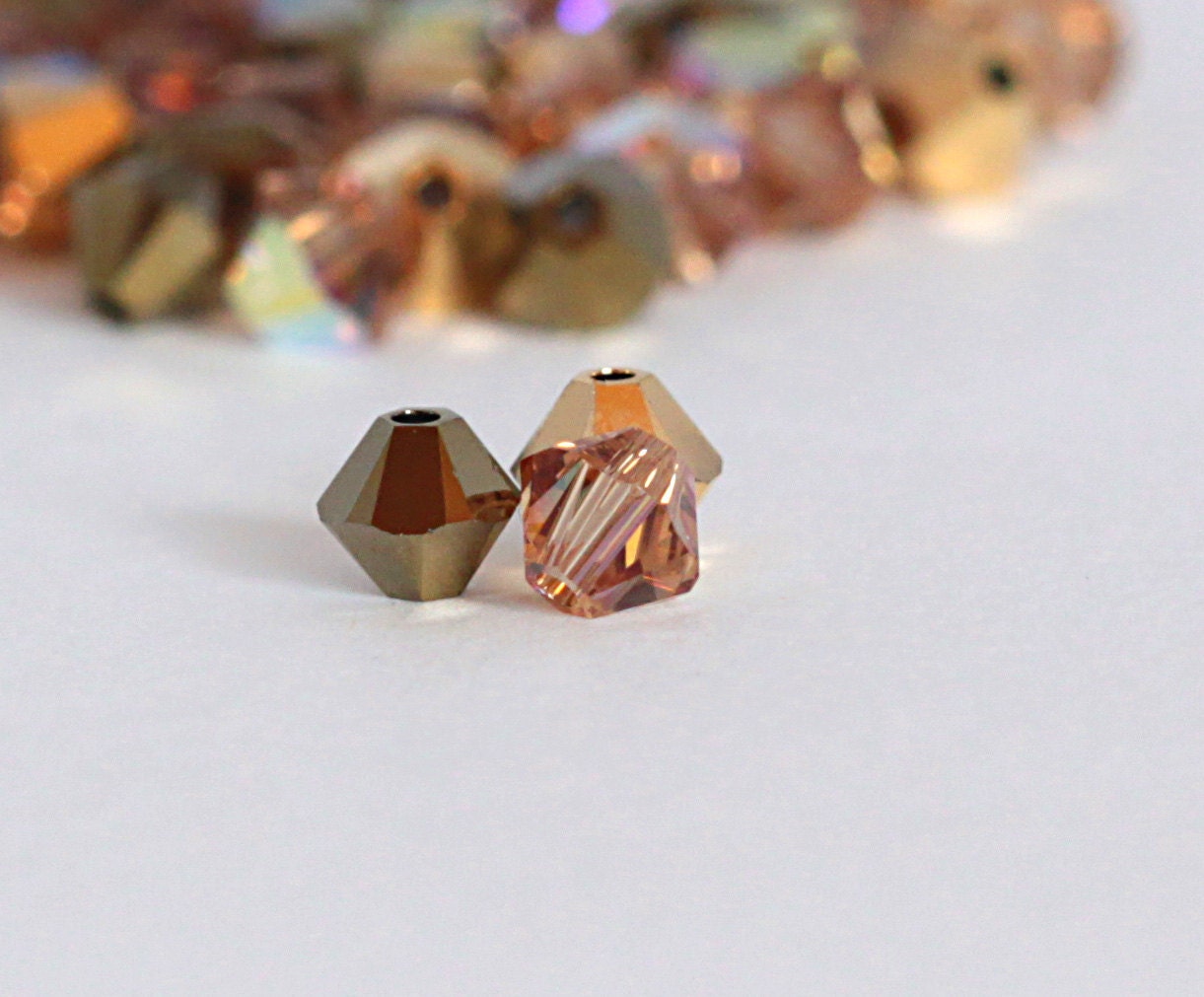 Crystal Beads - 21,  4 mm bicone - Gold Swarovski Crystal Mix