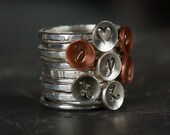 Stacking Personalized Rings with Silver or Copper, Initial Rings, Set of 3 - FREE shipping