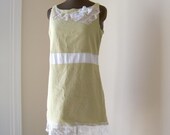 Linen Dress Boatneck Gold Shift Summer Office Fashion