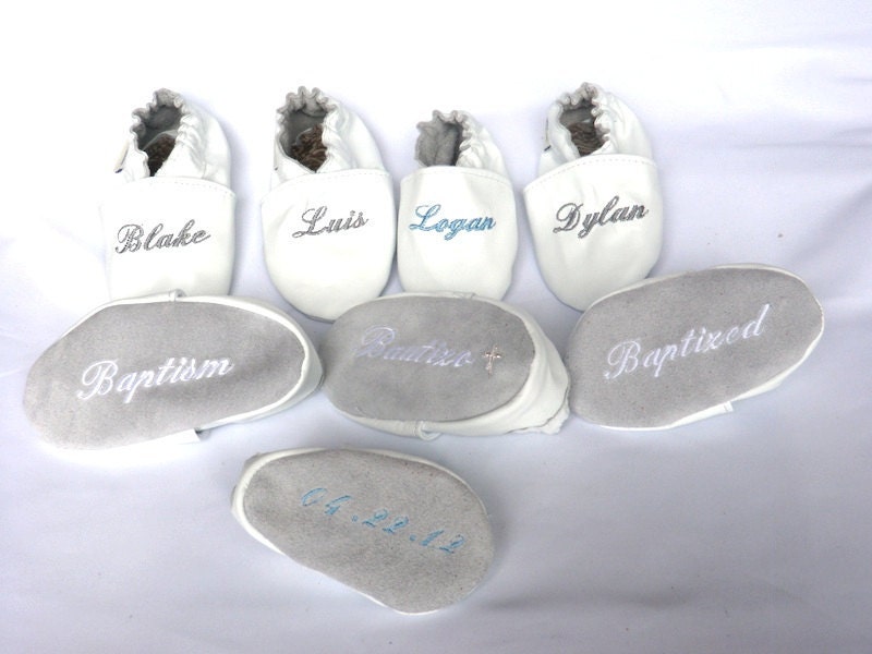 christening soft sole leather baby baptism baby girl shoes with name and date