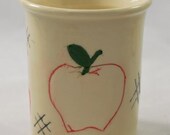 Hand Painted Apple Tumbler Wheel Thrown Stoneware Pottery
