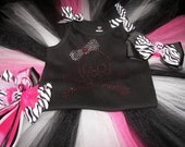 Hot Pink and Zebra Skull Bling Tutu Set--Bows embellished with Skull Accents--Princess Perfect