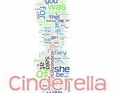 Cinderella - Traditional Childrens Story Word Art - Framed Word Cloud Art Print - Gift or Decoration Idea