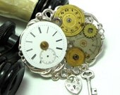 Steampunk Gears Vintage Dials Brooch OOAK Locket Key Exclusive Design By Mystic Pieces