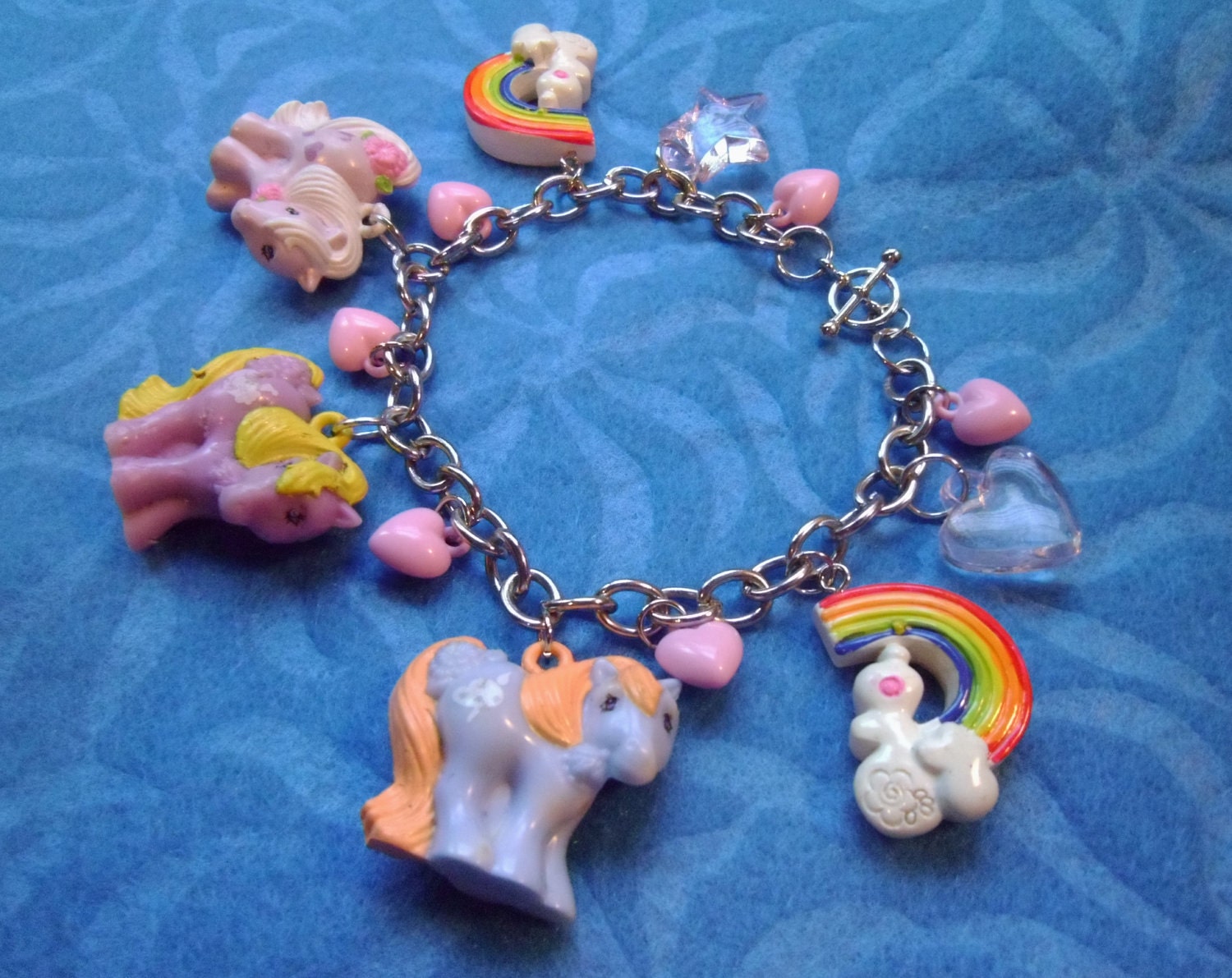 VTG 1984 My Little Pony Rainbow Heart Charm Bracelet