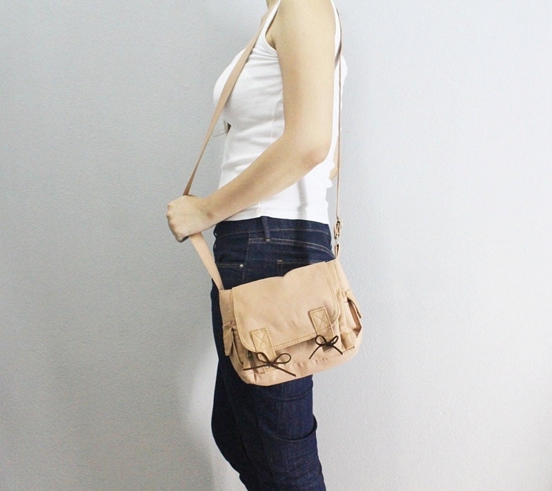BagStory BELLE Cross Body Purse Bag / Small Purse / Canvas Cross Shoulder Bag, Pink Sand
