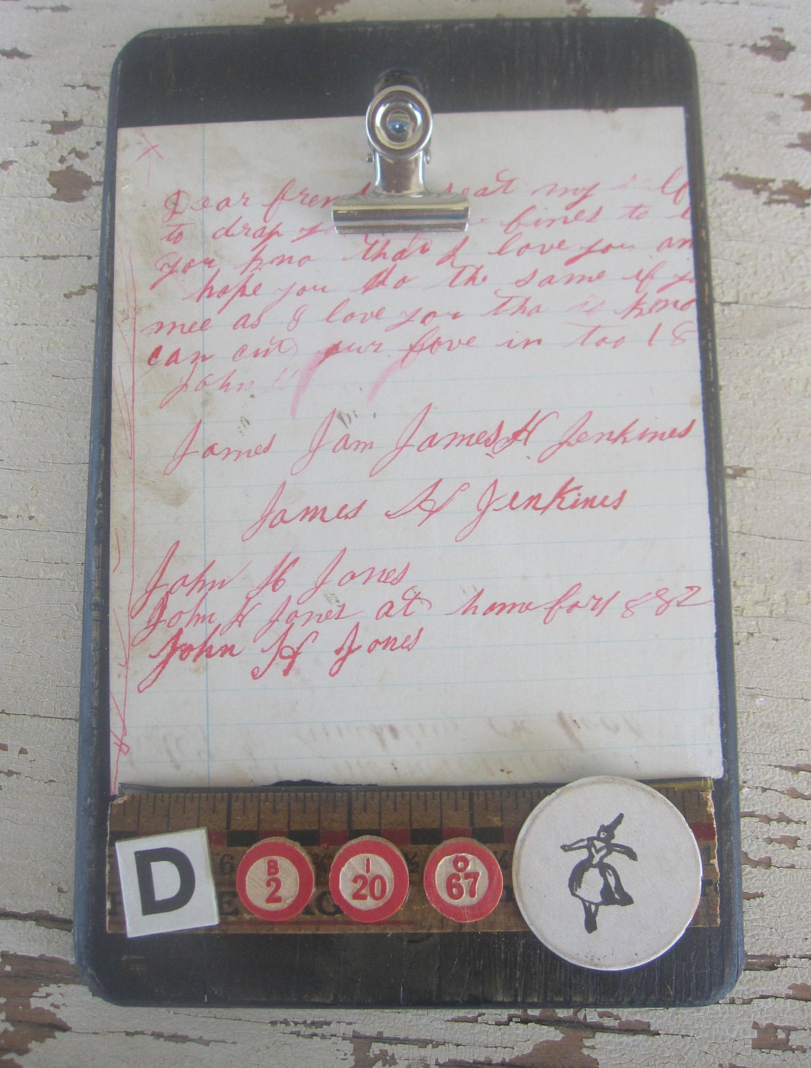 Altered Art Clipboard, Primitive, Collage, Home Decor, Mixed Media