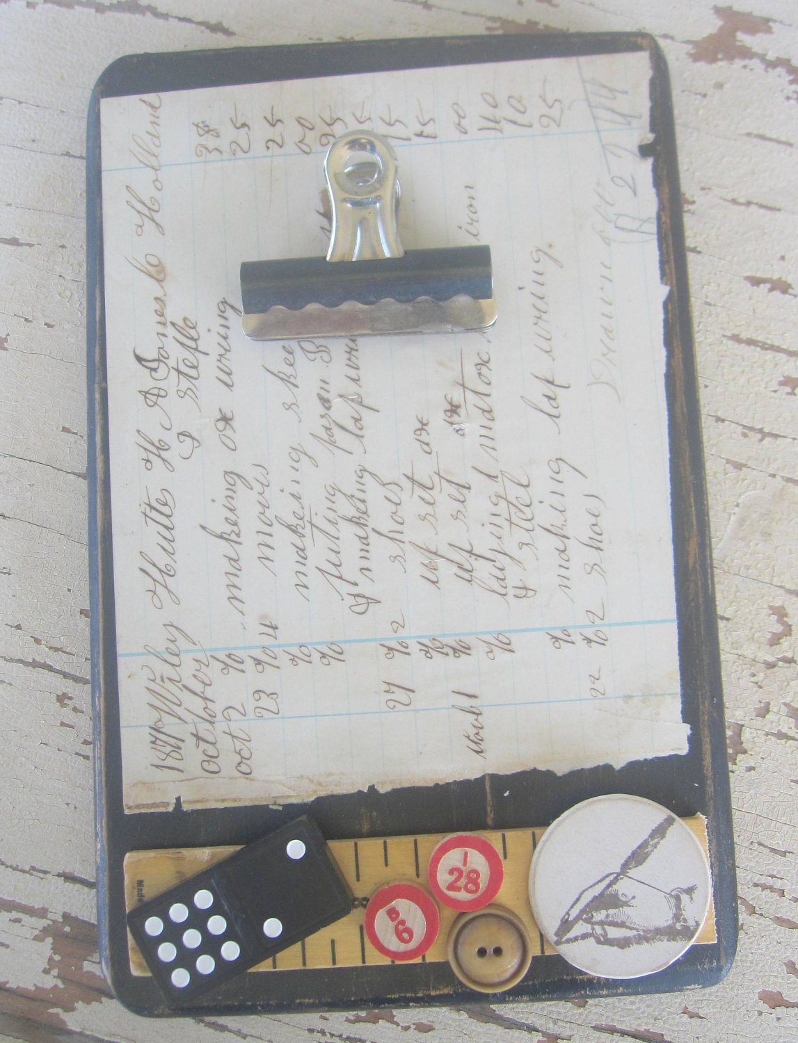 Altered Art Clipboard, Mixed Media, Primitive, Collage, Home Decor