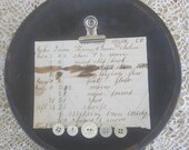 Upcycled clipboard, Mixed Media, Primitive, Altered Art, Collage, Home Decor, black and white