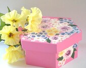 ARTIST MOVING SALE - Set of 3 Pink Hand Painted Jewelry Boxes - Assorted Floral Designs - Sisters Mom Me Mothers Day