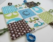 Baby Boy Lovey Blanket with Custom Hand Embroidery  by Dolce Dreams