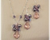 Purple Blend Bridesmaid Necklace and Earring Set, Purple Earrings, Purple Necklaces, Lavender Jewelry,  Necklace and Earring Sets