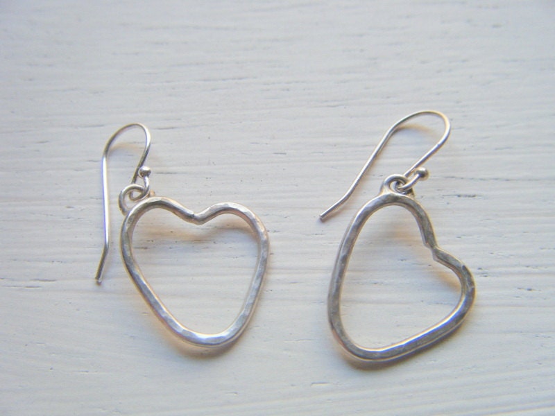 Textured Sterling Silver Heart Earrings