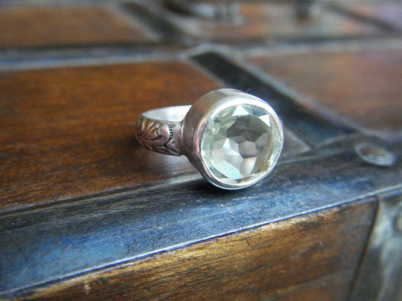 Soothsayer Ring in Prasiolite and Sterling Silver Size 61/2