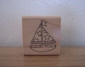 Sailboat Rubber Stamp with Stars