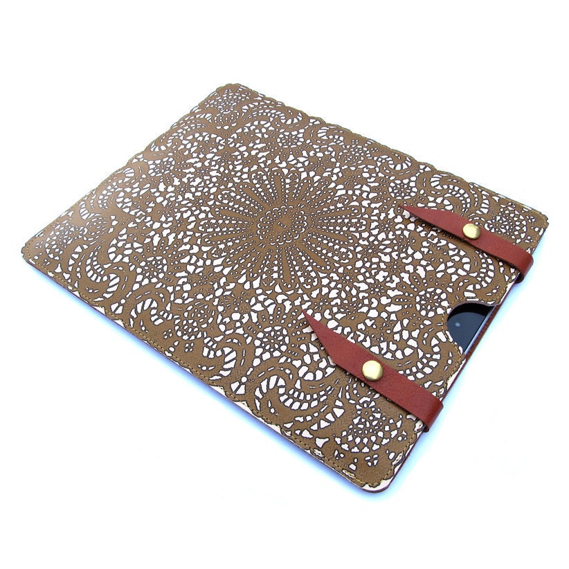 Leather iPad case - Antique lace