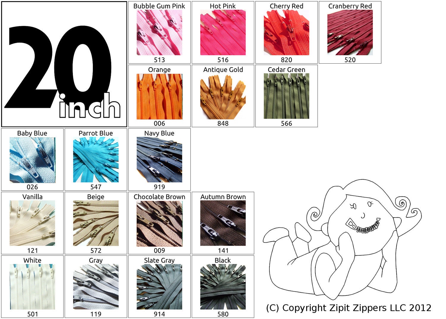 20 Inch Mix and Match Twenty-five YKK Zippers Choose Your Own Colorful Assortment