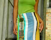 C  L E A R A N C E--flyTie contrast fabric original patchwork pencil skirt