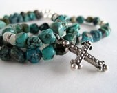 Southwest Cross Turquoise Pebble Necklace Native American