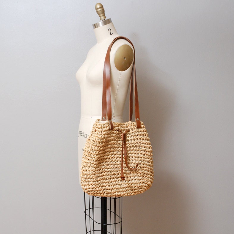 1980s Straw Tote Bag - Market Bag