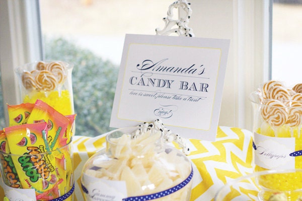 Candy Bar Set, Printable: Sign, Jar Labels, Favor Stickers - for Showers & Parties - Personalized