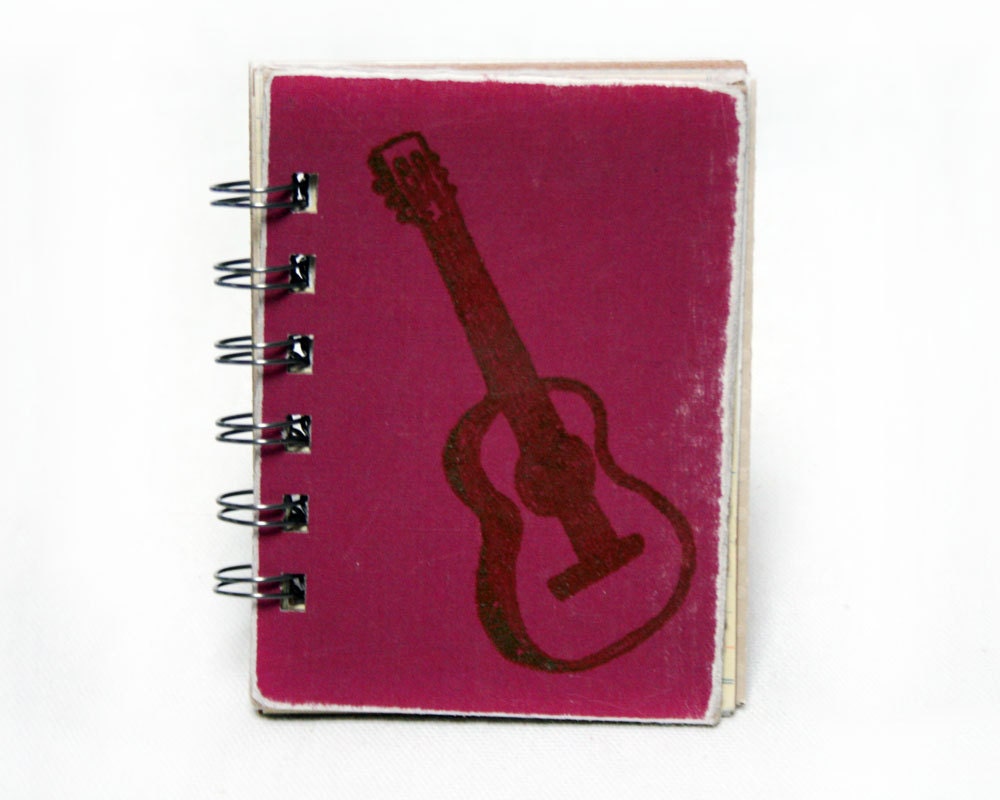 Fuschia Acoustic Guitar - Screen-Printed Mini Journal