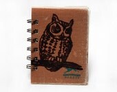 Pale Rust Owl - Screen-Printed Mini Journal
