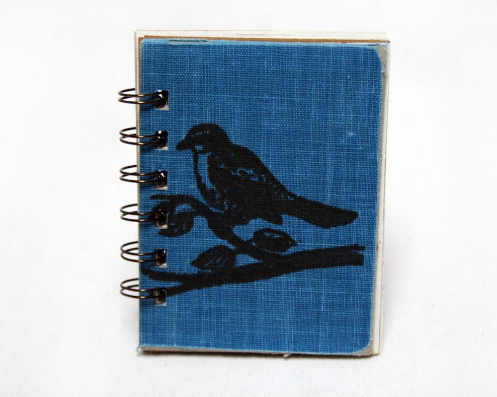 Royal Blue Songbird - Screen-Printed Mini Journal