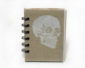 Pale Ecru Skull - Screen-Printed Mini Journal