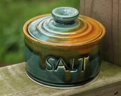 Salt Jar Spice Jar Lidded  Ready to Ship Peacock Amber