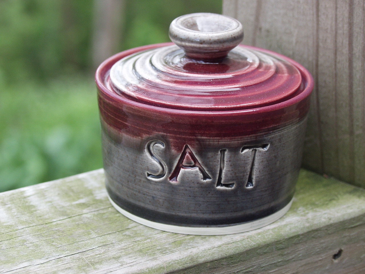 Salt Jar Spice Jar Lidded  Ready to Ship Bing Cherry