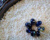 Handmade Boro Lampwork Glass Beads, Destash, Artist/Designer Collection in Blues, Set of 7 (set 001)