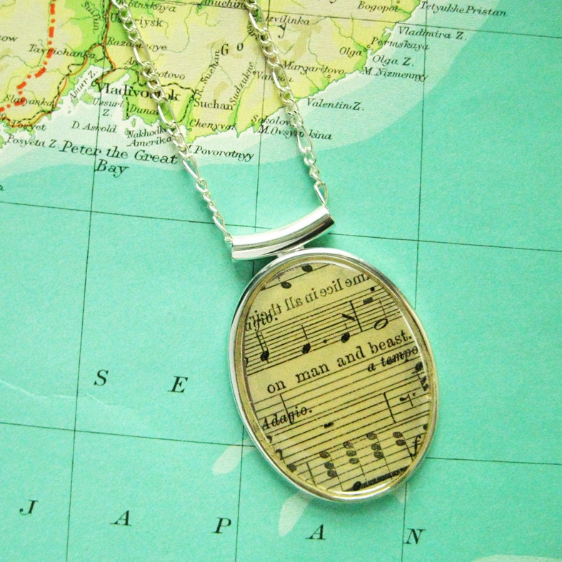 Vintage Music Charm Handel's Israel in Egypt On Man and Beast Necklace from Hoolala
